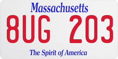 MA license plate 8UG203
