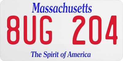 MA license plate 8UG204