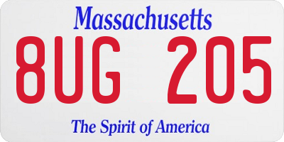 MA license plate 8UG205
