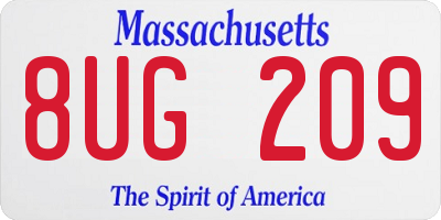 MA license plate 8UG209