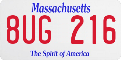 MA license plate 8UG216