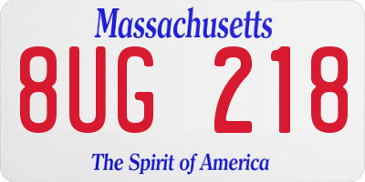MA license plate 8UG218