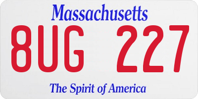 MA license plate 8UG227