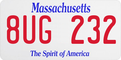 MA license plate 8UG232