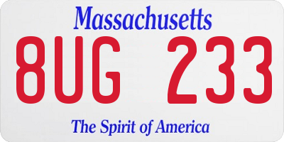 MA license plate 8UG233
