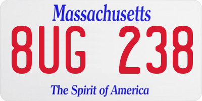 MA license plate 8UG238
