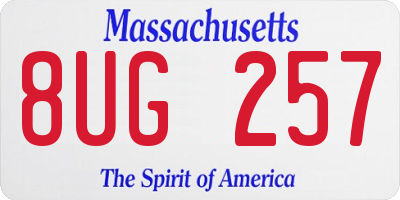 MA license plate 8UG257