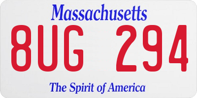 MA license plate 8UG294