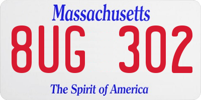 MA license plate 8UG302