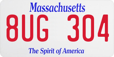 MA license plate 8UG304