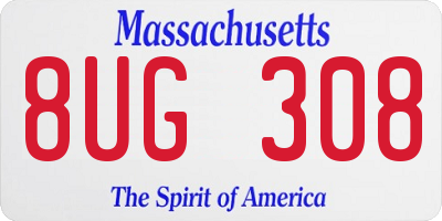 MA license plate 8UG308