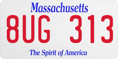 MA license plate 8UG313