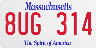MA license plate 8UG314