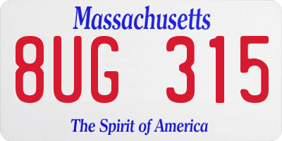 MA license plate 8UG315