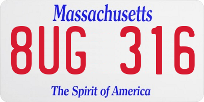 MA license plate 8UG316