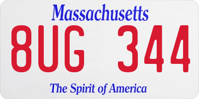 MA license plate 8UG344