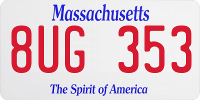 MA license plate 8UG353