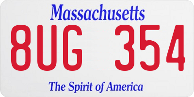 MA license plate 8UG354