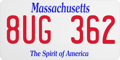 MA license plate 8UG362
