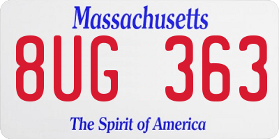 MA license plate 8UG363