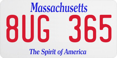 MA license plate 8UG365