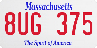 MA license plate 8UG375