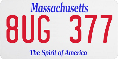 MA license plate 8UG377
