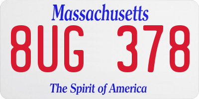 MA license plate 8UG378