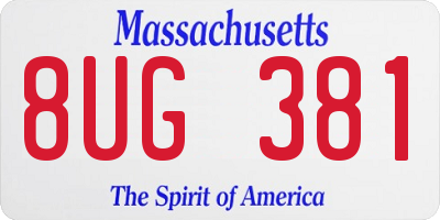 MA license plate 8UG381