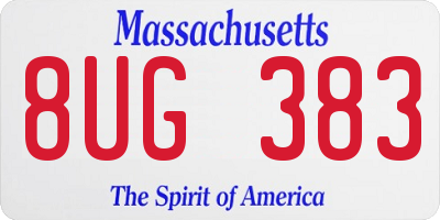 MA license plate 8UG383