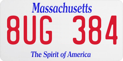 MA license plate 8UG384