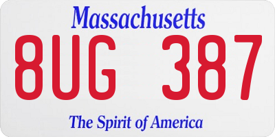 MA license plate 8UG387
