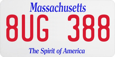 MA license plate 8UG388