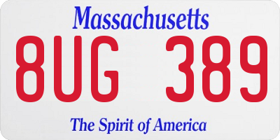 MA license plate 8UG389