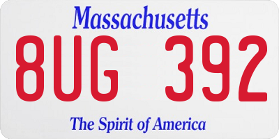 MA license plate 8UG392