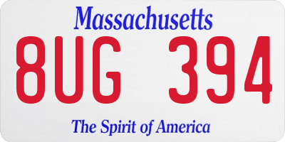 MA license plate 8UG394