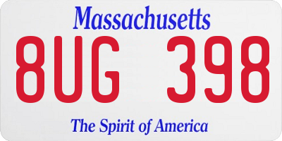 MA license plate 8UG398