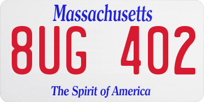 MA license plate 8UG402