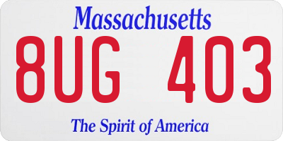 MA license plate 8UG403