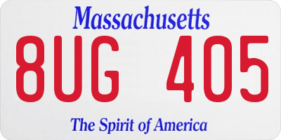 MA license plate 8UG405