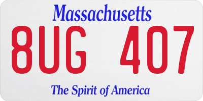 MA license plate 8UG407