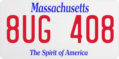MA license plate 8UG408