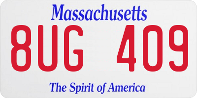 MA license plate 8UG409