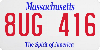 MA license plate 8UG416