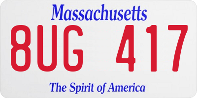 MA license plate 8UG417