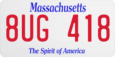 MA license plate 8UG418