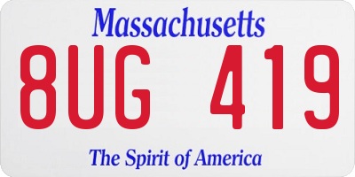 MA license plate 8UG419