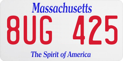MA license plate 8UG425