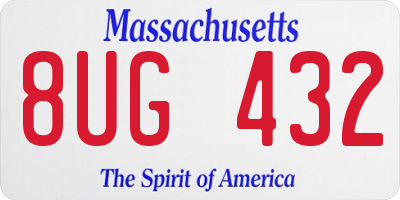 MA license plate 8UG432