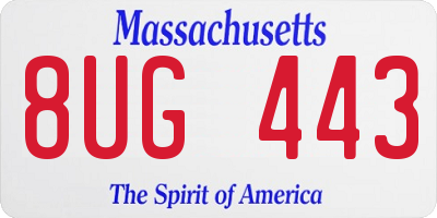 MA license plate 8UG443